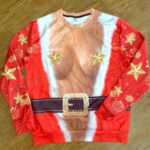 Funny Santa Cleavage Ugly Christmas Sweater